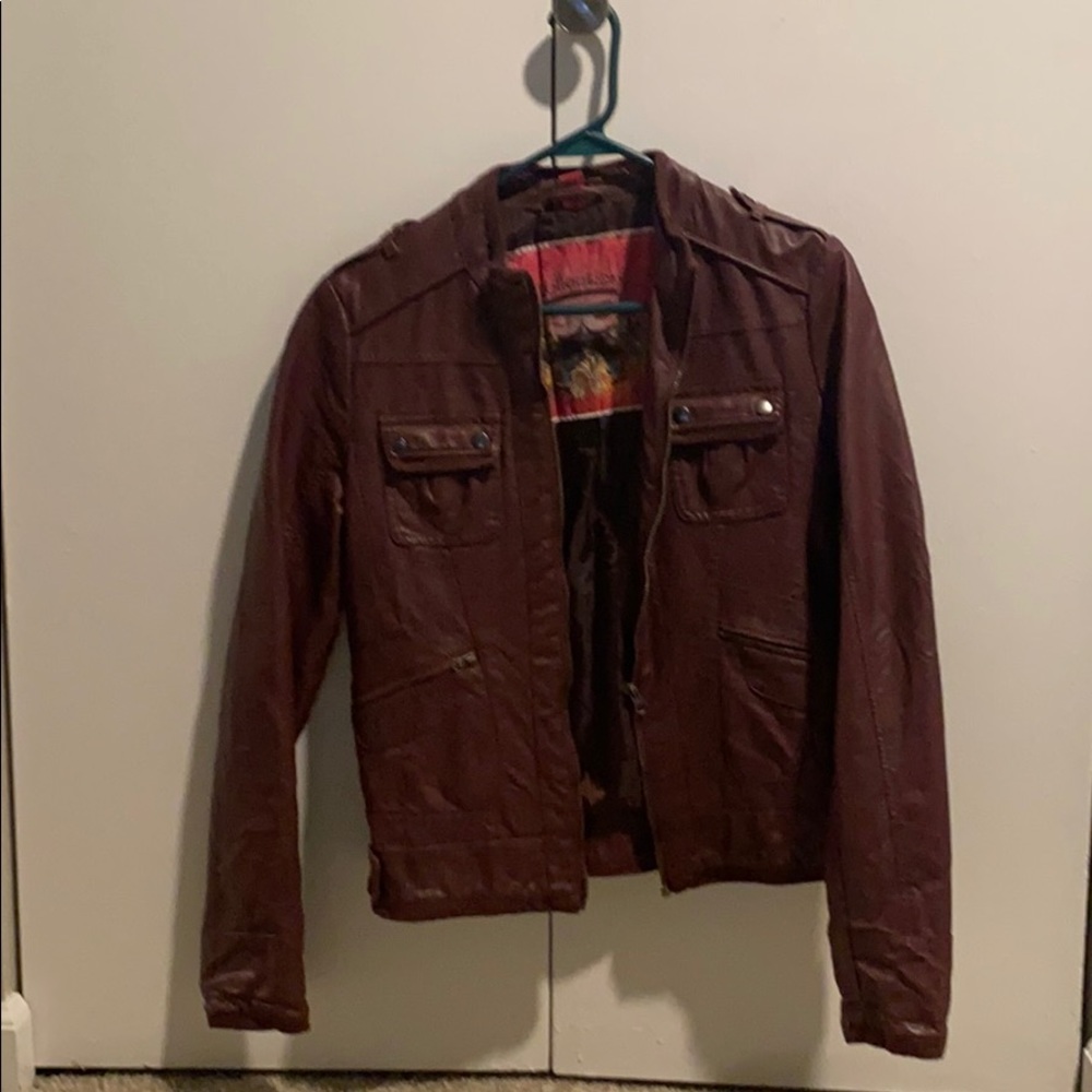 Woman’s gently used pleather jacket